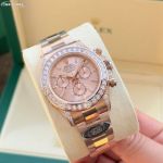 C Factory Rolex Stainless Steel Daytona  4131 904L Rose Gold Watch with Baguettes